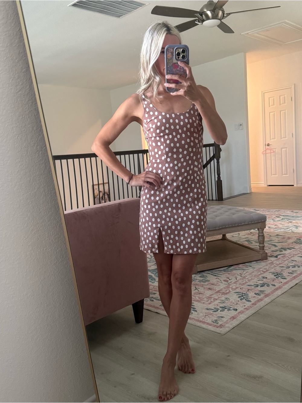 Abercrombie & Fitch Mauve Polka Dot Midi Dress